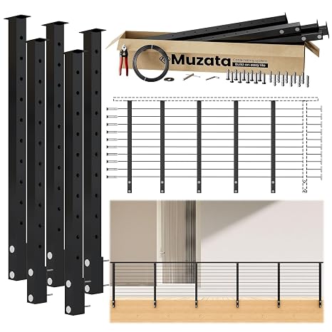 Muzata 16-20ft Side Mount Modular Cable Railing Kit for Decks 36 Inch RW21