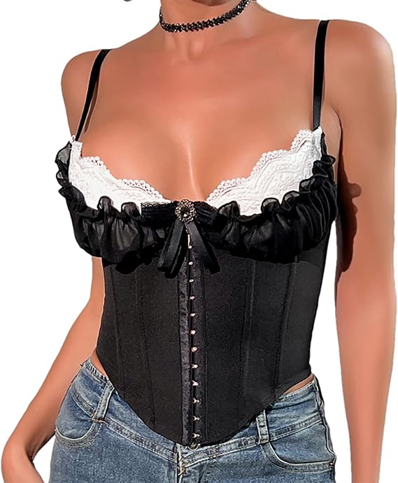 Going Out Crop Tops for Women Spaghetti Strap Bustier Corset Tops Summer Y2k Teen Girls Fashion Trendy