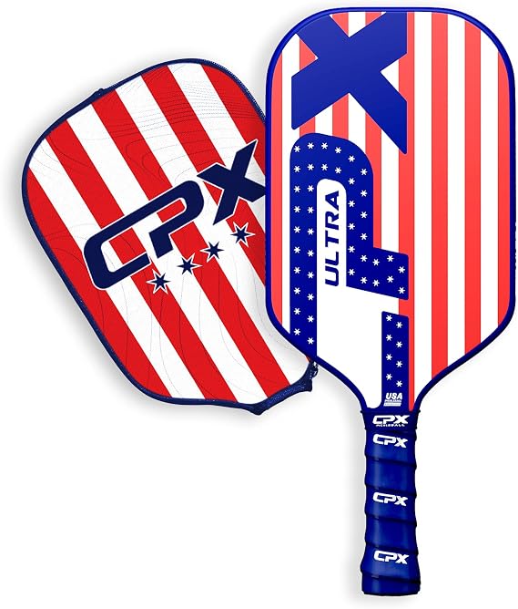CPX Ultra Series Fiber-Reinforced Friction Surface Pickleball Paddle - 16mm Polypropylene Honeycomb Core, Lightweight for Speed