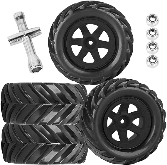 RC Wheels and Tires Set for 1/12 1/14 1/16 E-REVO RC 16208 16209 16210 Off Road Monster TruckTRX E-REVO Summit HPI SAVAGEGT-2XS REDCAT Volcano-16,Rc Tires with Foam Inserts,Black