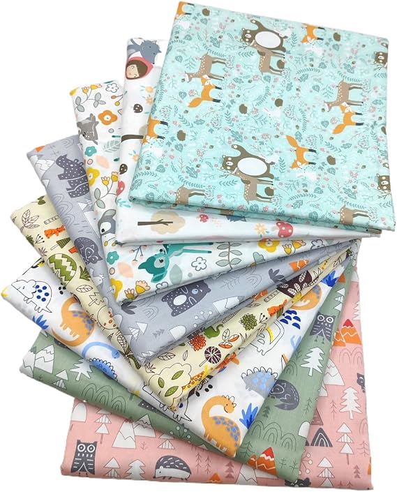 Cotton Fabric Patchwork Fabrics 8 Pieces 50 x 50 cm Patchwork Fabric Package Multicoloured Cotton Fabric Patchwork Fabrics for Sewing Scrapbooking & DIY Crafts (Cartoon)