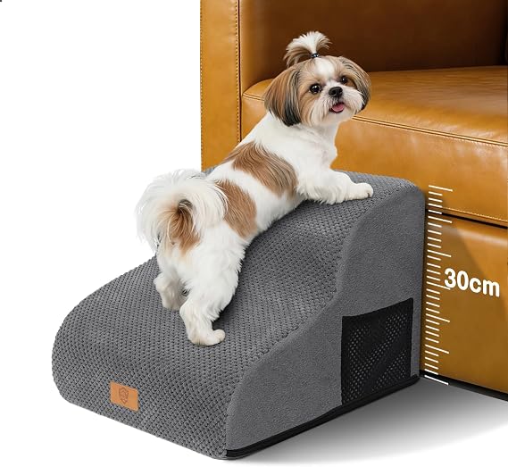 Dog Stairs for Small Dogs 2 Steps Cat Stairs 40 x 40 x 30 cm Grey