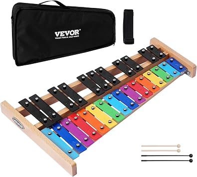 VEVOR Glockenspiel Xylophone, 27 Notes, Professional Xylophone Percussion Instrument, with Colorful Metal Keys, Includes 4 Mallets, Carrying Bag, Beginner Musical Instrument Kit for Adults and Kids