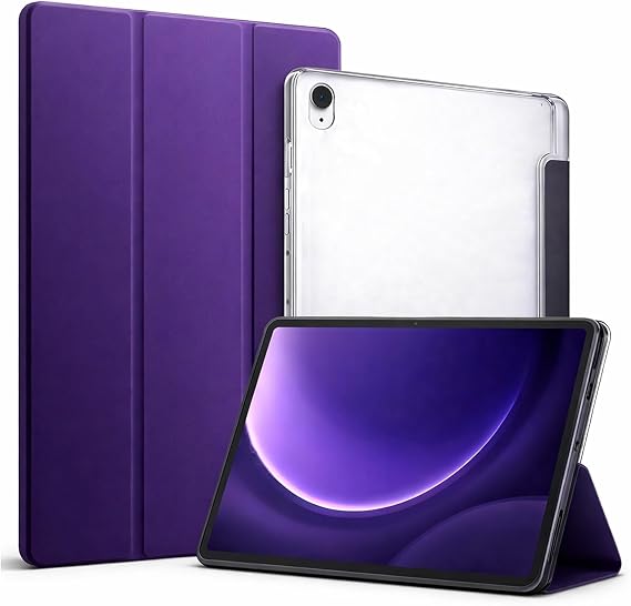 Coverzone Samsung Galaxy Tab A ile uyumlu Tablet Kılıfı SM-T290 Şeffaf Arka Kapak Smart Cover Katlanabilir Standlı Darbe Emici Koruyucu Slim Tablet Kılıfı Akıllı Uyku Özellikli Mor