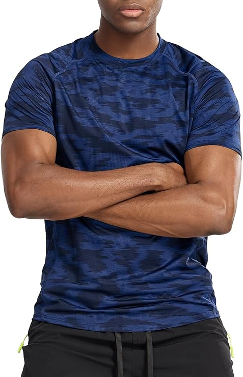Zengjo Mens Workout Shirts Quick Dry Short Sleeve Wicking Athletic T Shirt