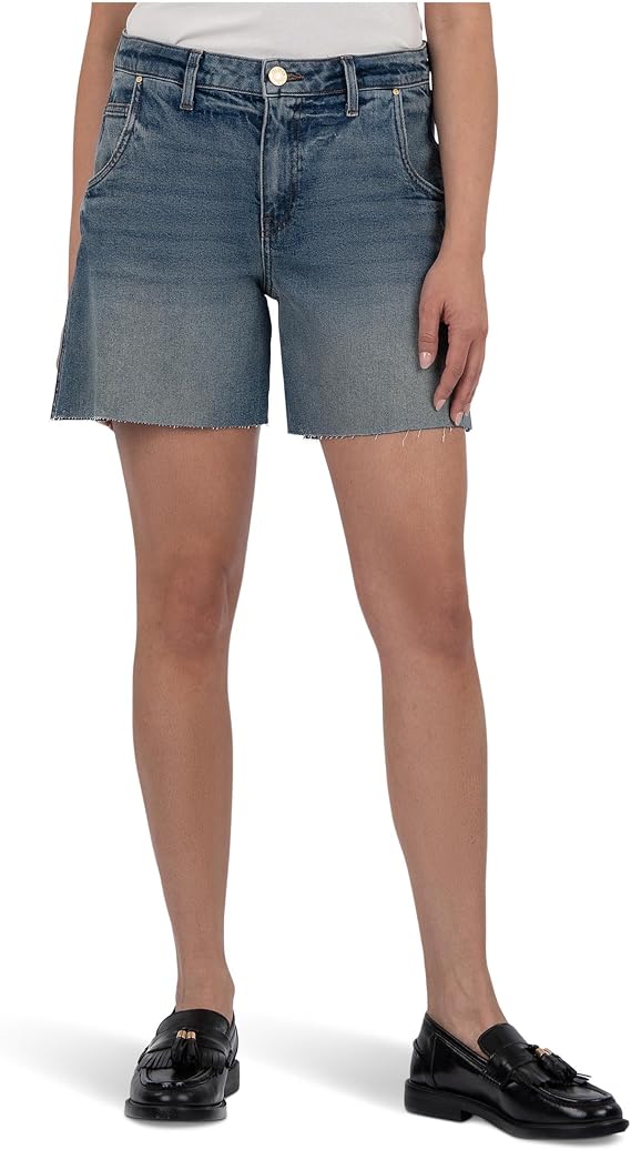 KUT from the Kloth Hailey High-Rise Bermuda-Basic Raw Hem