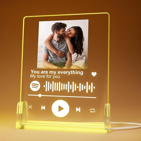 EGD Acrylic Personalized Gifts Spotify Plaque for Gifts for Wife | Acrylic Spotify Plaque with LED Lights | Original Gift for Him or Her | Custom Your Plaque with a Song & Photo