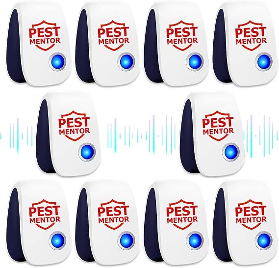 Ultrasonic Pest Repellent Plug in,Pest Control Pest Defense to Repel Mosquitos Mice Spiders Bug Cockroach,Electronic Insect Repeller for Home,Office,Warehouse,School, White(10 Packs)