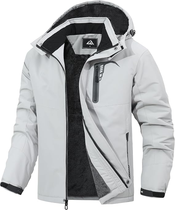 Men's Waterproof Ski Jacket Warm Snow Coat, with Adjustable Hooded for Skiing & Outdoor Adventure