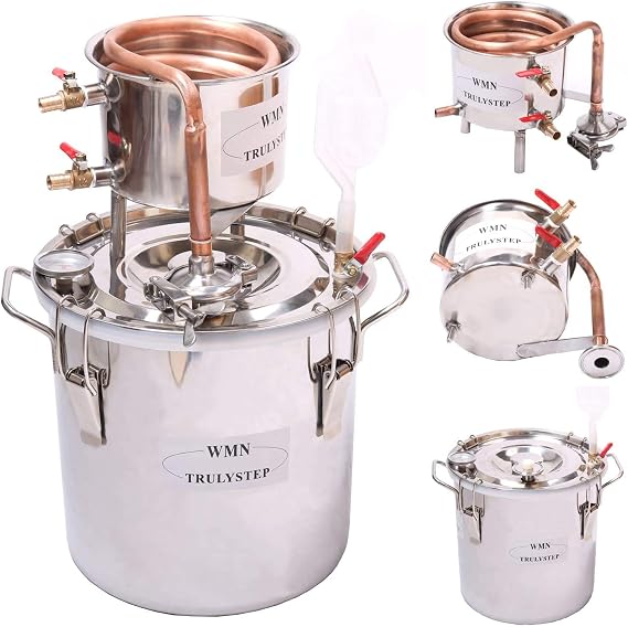 Fayelong DIY 2 Gal 10 Liters Home Distiller Moonshine Alcohol Still Stainless Boiler Copper Thumper Keg