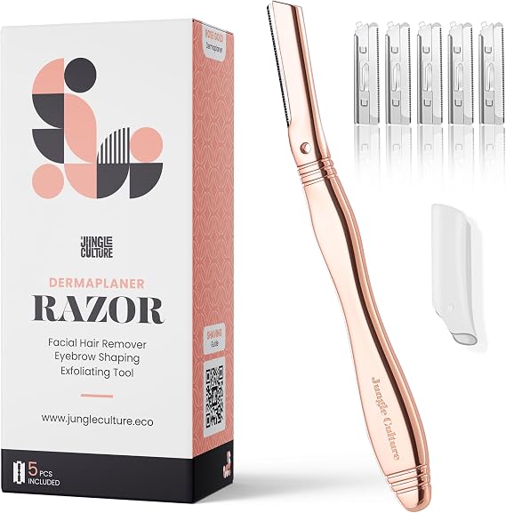 JUNGLE CULTURE Dermaplane Razor for Women • Ladies Face Razor • Rose Gold