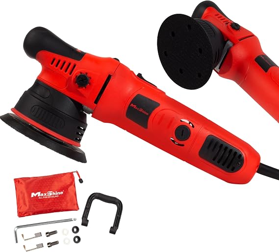 Maxshine M8S V2 Dual Action Polisher 8mm Throw Random Orbital Buffer, 1000W Detailing Machine with 5 Backing Plate 6-Speed, 5/16 Thread for Car, Truck, SUV & Boat Paint Correction