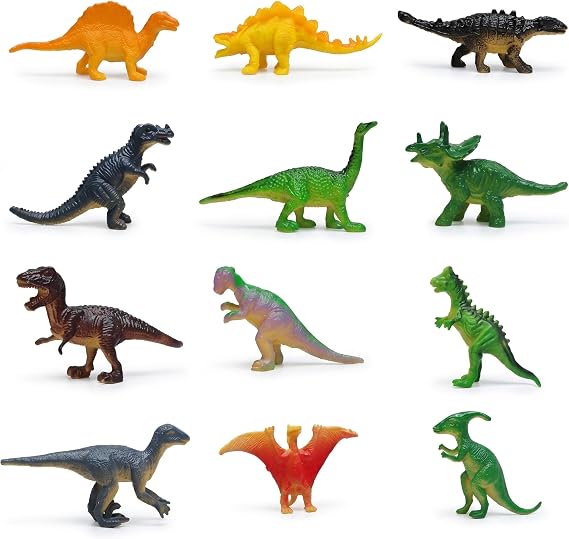 12Pcs Mini Dinosaur Figures, Plastic Prehistoric Animal Models for Educational Play, Dinosaur Themed Party Decorations & Cake Toppers, Dinosaur Toys
