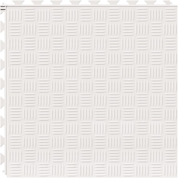 American Floor Mats Tuff Seal Tile White 18" x 18" x 1/4" - Marquis Pattern Industrial Grade Interlocking PVC Flooring Tile