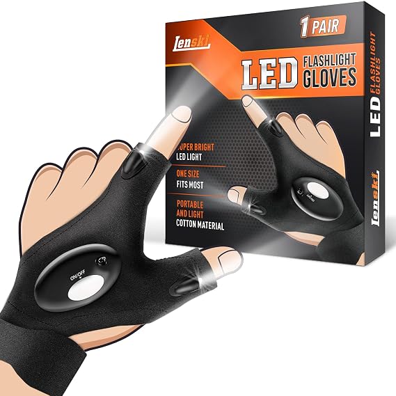 Lenski Gifts for Men LED Flashlight Gloves, Mens Gifts for Him Dad