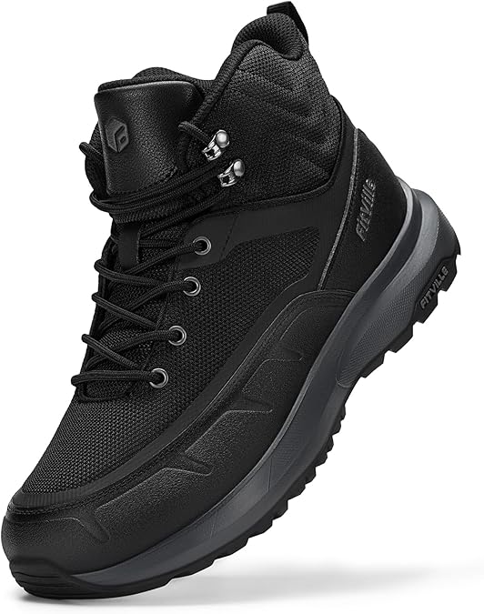 FitVille Men's Extra Wide Hiking Boots Non-Slip Water-Resistant Walking Shoes for Outdoor Camping Trekking