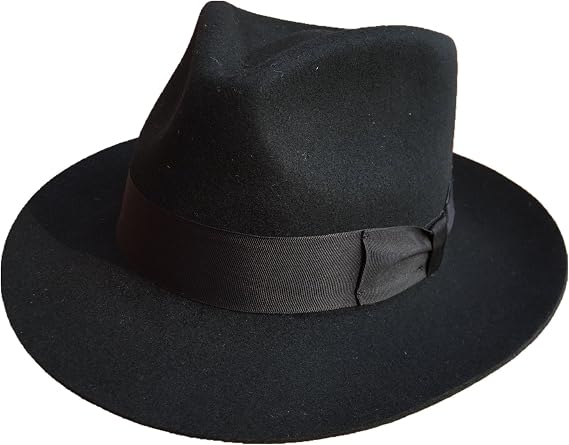 Classic Black Men's Wool Felt Godfather Gangster Mobster Gentleman Fedora Hat
