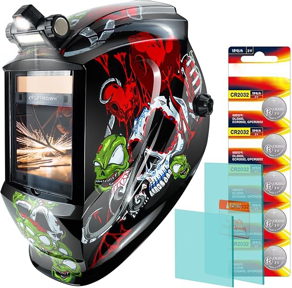 TRQWH Large Viewing Welding Helmet Auto Darkening True Color Solar Powered Welding Hood with 4 Arc Sensor Adjustable Wide Shade Range 4~5-8/9-13 Welder Mask for TIG MIG ARC Weld (TRQWH-LE01)