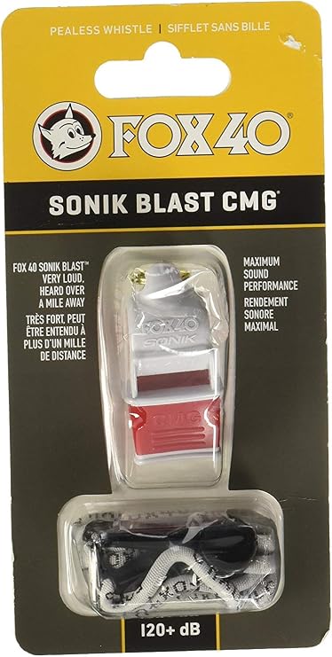 Fox 40 Sonik Blast CMG Whistle, White/Red