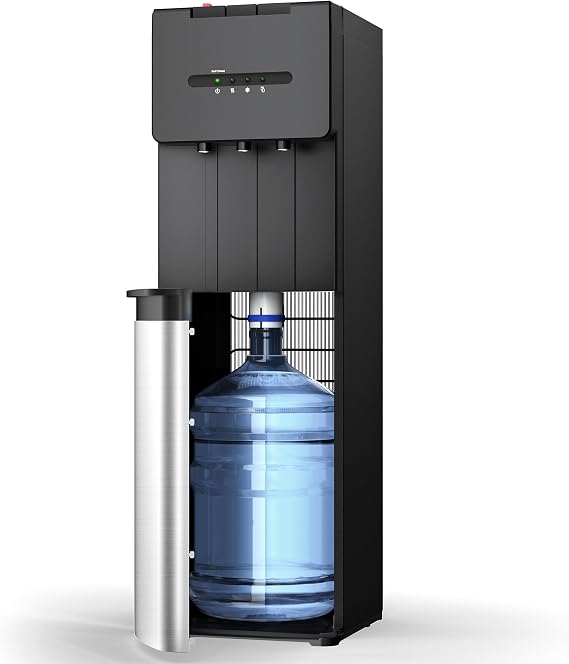 EUHOMY Self Cleaning Bottom Loading Water Cooler Dispenser, 3 Temperatures (Cold, Warm, Hot), Child Safety Lock, LED Indicator Light, Water Dispenser for Home, Apartment, Office, Black