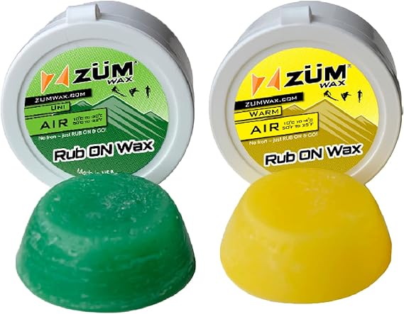 ZUMWax RUB ON Wax Ski/Snowboard/Nordic Sample Pack - Universal & Warm - 20g Each, Easy Cork applicator, Long-Lasting, Vanilla Scent, Made in USA, PFAS-Free. Quick waxing on Slopes, Pocket-Sized!