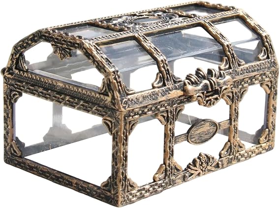 Pirate Treasure Box Clear,Pirate Chest Jewelry Storage | Portable Box Vintage Container for Carnivals Girl Candy Keepsakes Halloween Boy Trinkets Stage Props Home