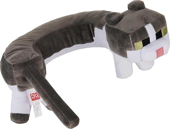 Mattel Minecraft Purring Sounds Neck Pillow, Cat Plush Toy | Cat Neck Pillow Plush that makes Purring Sounds, For Travel, Comfort & Play, For Kids & Collectors