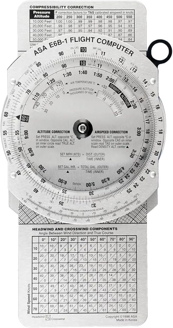 ASA Micro E6B Flight Computer Compact Aviation Slide Rule for Quick Flight Calculations Pocket-Size Pilot Tool