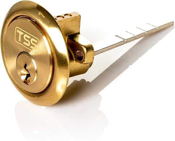 TSS Replacement Locking Rim Cylinder Lock, Supplied with 3 Keys. Lock Barrel and Keys Set for Nightlatch Lock/Rim Locks. (Brass)