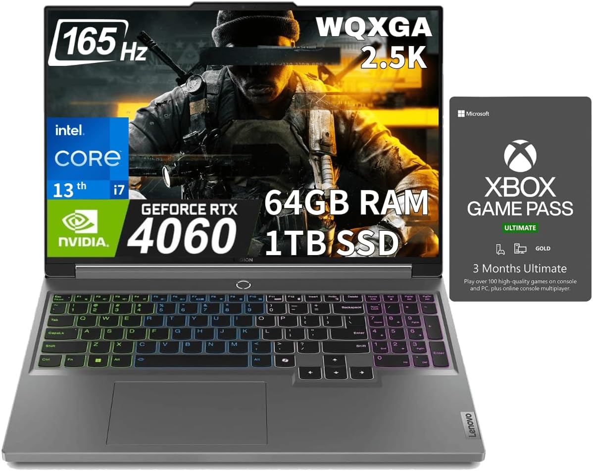 Lenovo Legion 5i Gaming Laptop 16 2.5K 165Hz G-SYNC, Intel Core i7-13650HX 14-Core Beat i9-12900H, GeForce RTX 4060 8GB 140W, 64GB DDR5 RAM, 1TB SSD AI PC, 4-Zone RGB Backlit, Win 11 Home