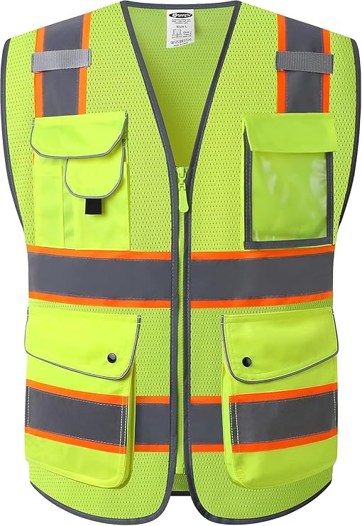 JKSafety Safety Vest for Men Women Reflective Hi Vis JK100 Yellow S
