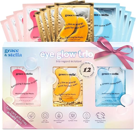 grace & stella Under Eye Patches Eye Masks for Puffy Eyes and Dark Circles | Gifts for Women, Bridesmaids, Birthdays, Bachelorette Party, Self Care Gifts for Women - Vegan Cruelty-Free (12 Pairs)
