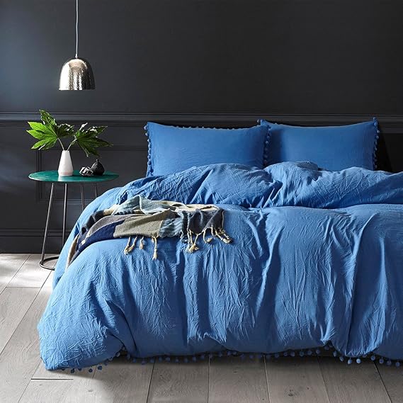 Luxury Quality 100% Stone Washed Microfiber Duvet Cover Set Twin Size 2 Pcs (1 Duvet Cover, 1 Pillowcase) Silky Soft Fade Stain Sistant,Navy