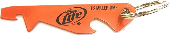 Miller Lite Keychain Can Punch Bottle Opener - Orange
