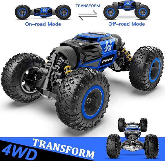 BEZGAR TD141 Remote Control Car - 1:14 Scale 4WD All-Terrains Large RC Cars for Kids, 2.4GHz Transformable Stunt Cars, Monster Truck Toys, Christmas Birthday Gifts for Boys & Girls