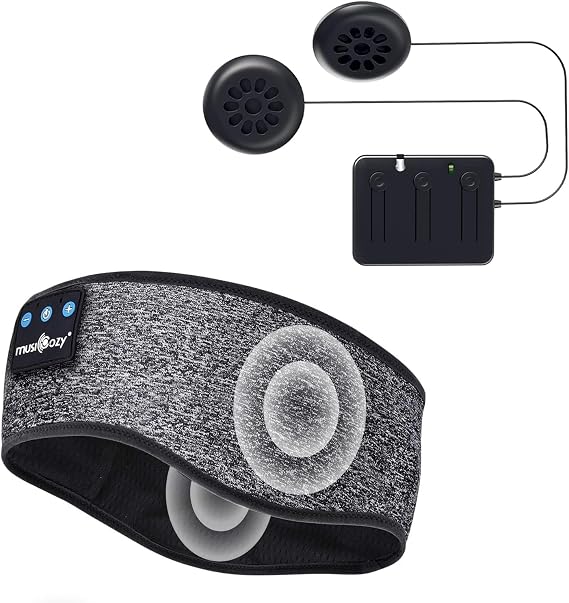MUSICOZY Bluetooth 5.4 Sleep Headphones Sports Headband Headphones, Wireless Earphones Music Sleep Earbuds for Side Sleepers Sleeping Eye Mask for Women Men Workout Running Cool Unique Gifts