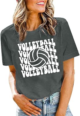 Volleyball Mom Shirts Game Day Shirts Womens Graphic Tees Funny Tshirts Cotton Loose Fit Casual Volleyball Gifts