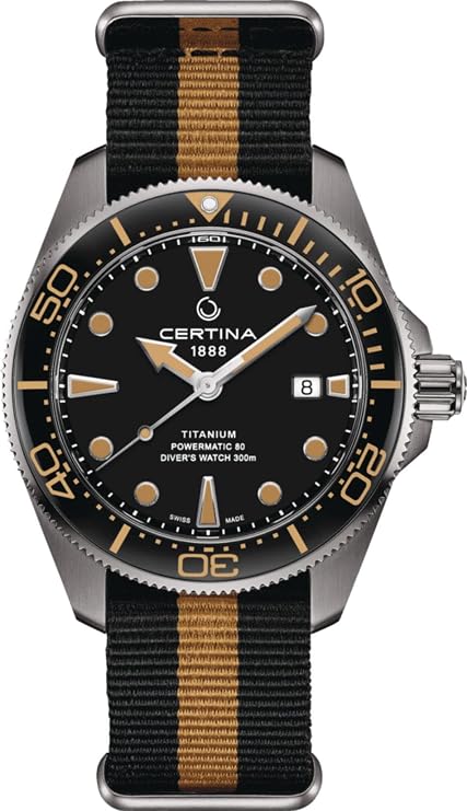 Certina, Mens, DS ACTION Diver 43mm, Titanium, Swiss Automatic, Diving Watch, C0326074805100