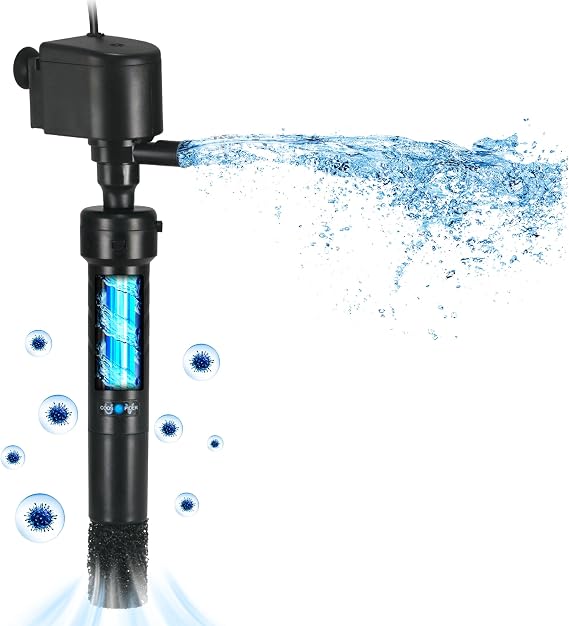 U-V Filter Pump for Fish Tank 150-380L 5W Anti-Algae U-V Clarifier 1200L/H Crystal Clear Cold Water Tropical Fish