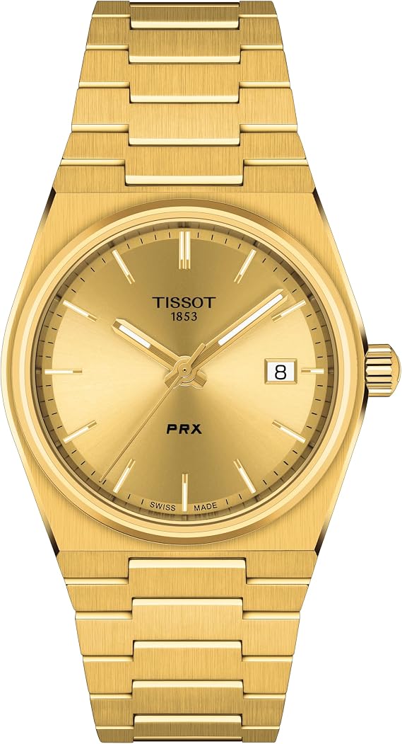 Tissot Unisex PRX 35mm 316L Stainless Steel case with Yellow Gold PVD Coating Quartz Watch, Yellow, Stainless Steel, 11 (T1372103302100)