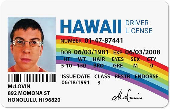 McLovin Identification Card (Customized with Photo and Name)