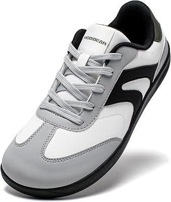 HOBIBEAR Barefoot Shoes Zero Drop Wide Leather Fashion Sneakers for Women Men
