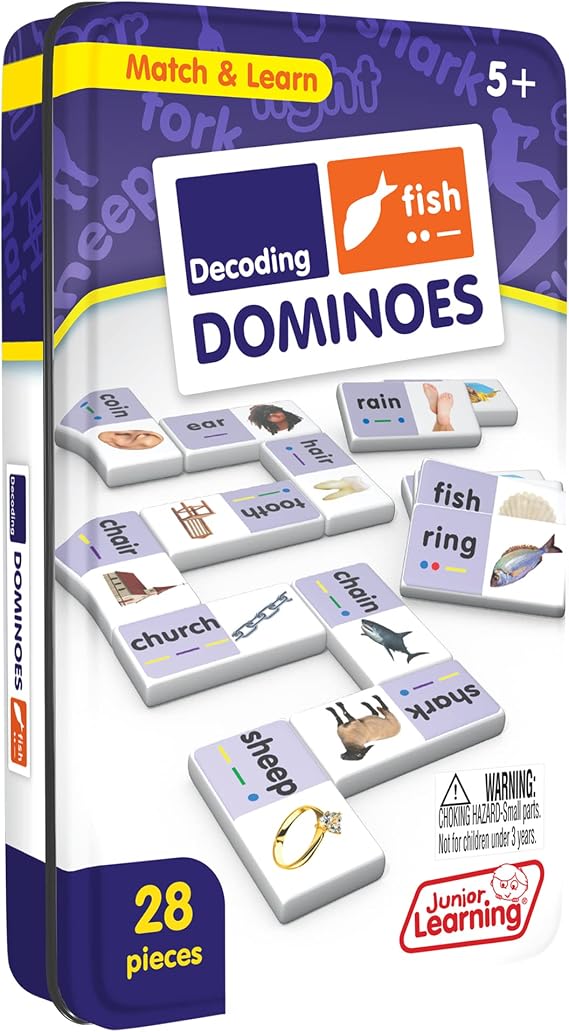 Junior Learning Decoding Dominoes - 28 Piece Language Arts Learning Toy