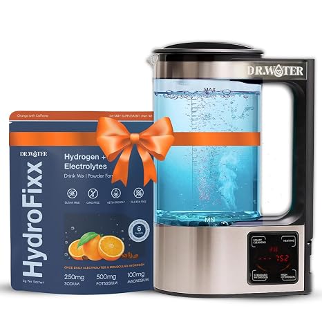 HydroFixx Orange Caffiene Hydrogen & Electrolytes + HydroPitcher Bundle