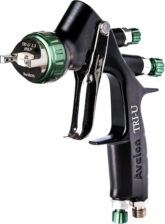 Avalon TRI-U HVLP Compressed Air Spray Gun - 1.2mm Nozzle - Lightweight Automotive Paint Spray Gun for Base Coats, Clear Coats - Includes Air Pressure Gauge, PPS Cup Adapter, Cleaning Kit & Wrenches