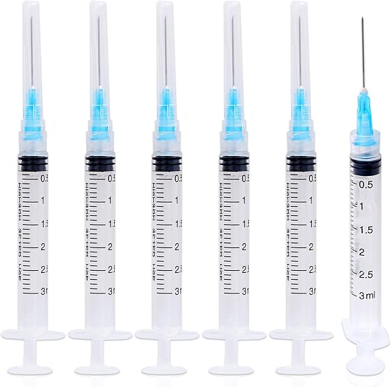 20 Pack 3ml Disposable Syringe with Needle - 23G 1 Inch Luer Lock Syringes, Individually Wrapped