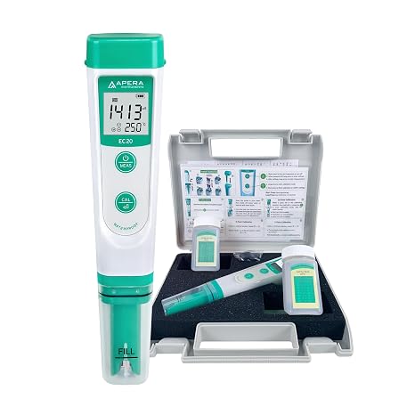 Apera Instruments EC20 EC20 Pocket Conductivity Meter (1% Accuracy, BPB Sensor, Temperature Display, Full Set)