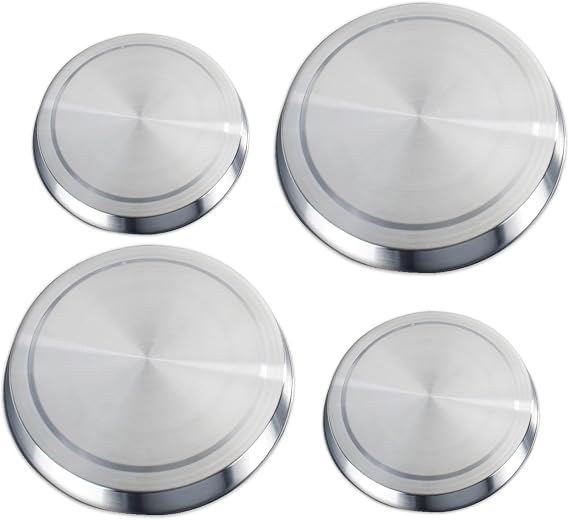 WENKO Plaque de protection en verre pour cuisinieres electriques set de 4 - set de 4, Acier inoxydable, Argent mat