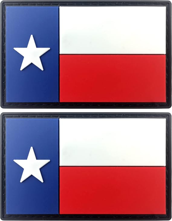 JBCD Texas Flag Patch Tactical PVC Rubber Hook and Loop Fastener Patch, 2 Pack