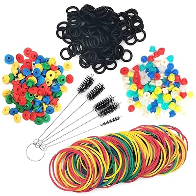 405pcs Tattoo Supplies Set - 100 Colorful Tattoo Rubber Bands, Grommets, Silicone Nipples, O-rings and Cleaning Brush Set